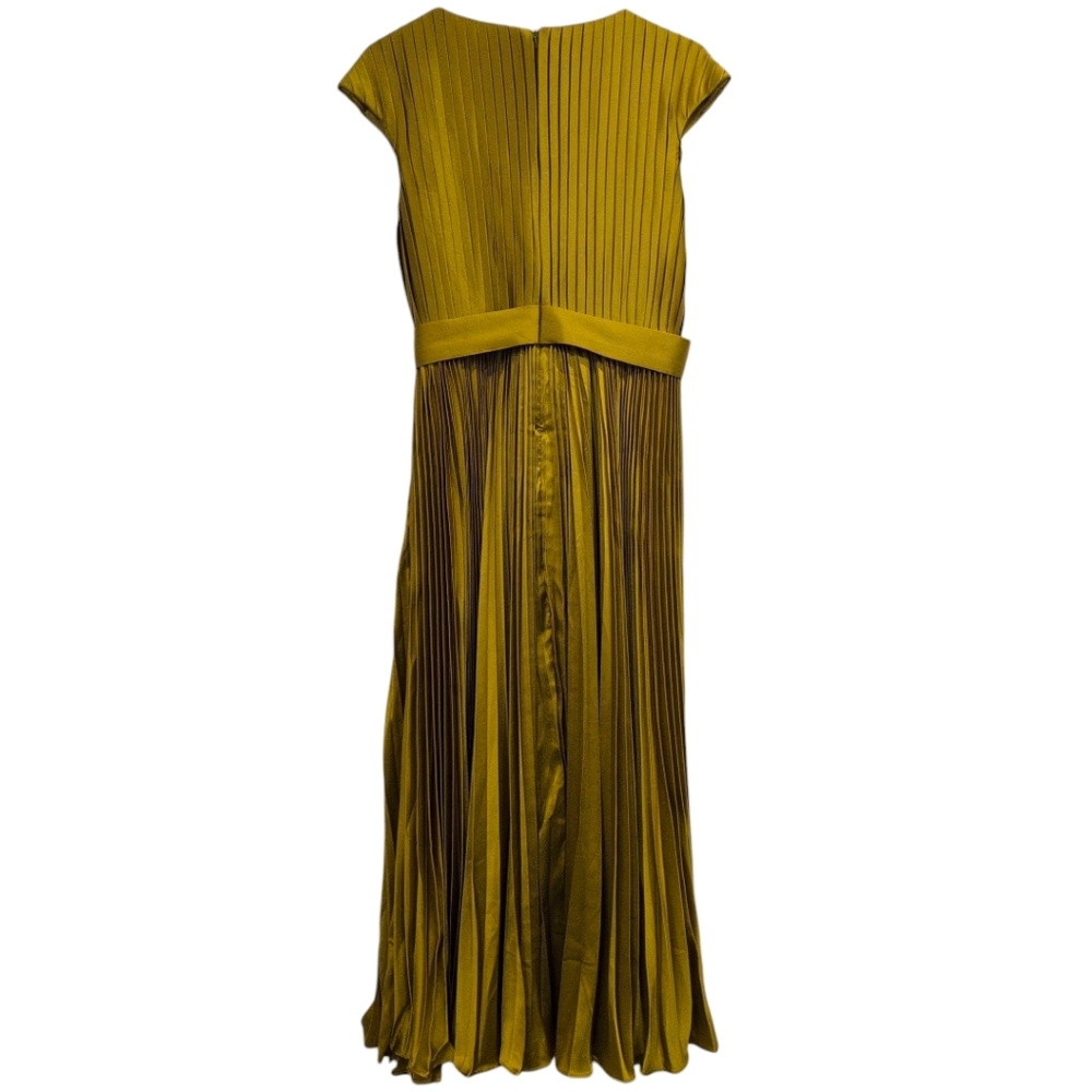 Ieena for Mac Duggal Pleated Midi Dress Women Size 6 v neck Cap Sleeve 26483 - Picture 5 of 6